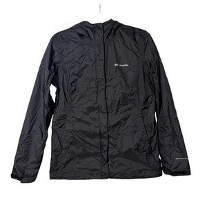 Columbia Women's Omni-Tech Rain Jacket Hooded Windbreaker Black Size Medium